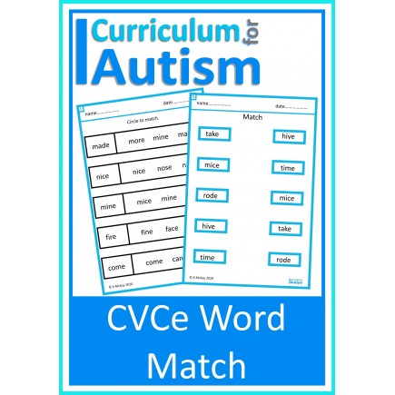 CVCe Word Match No Prep Worksheets